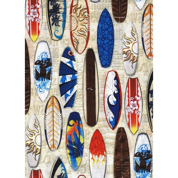 Dragonfly Fabrics Sun Surf Sand Surfboards Tan Dragonfly Fabrics Sun Surf Sand Surfboards Tan